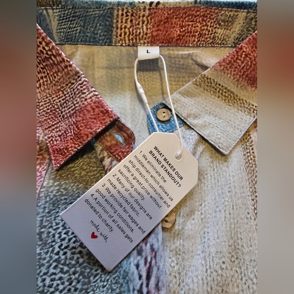 Madewell Multicolor Patchwork Button-Up Shirt Siz… - image 2